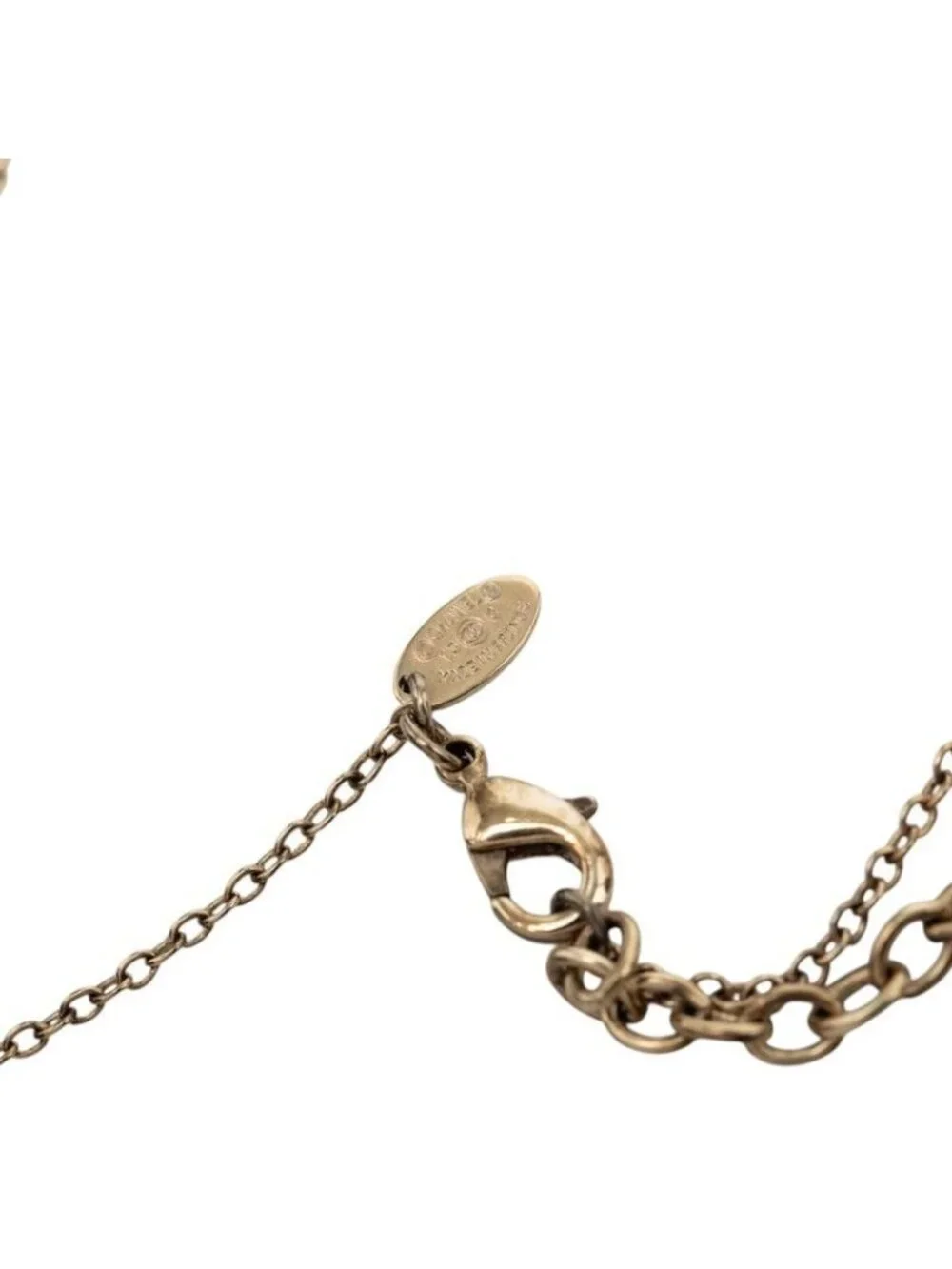 Chanel CC Logo Icon Border Necklace Gold Blue Plated Resin